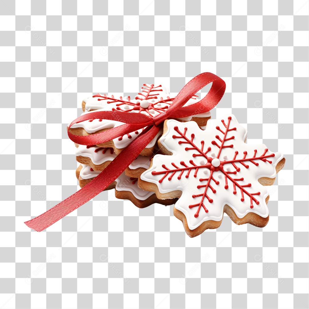 Biscoito com Laço de Fita Vermelha para o Natal PNG Transparente