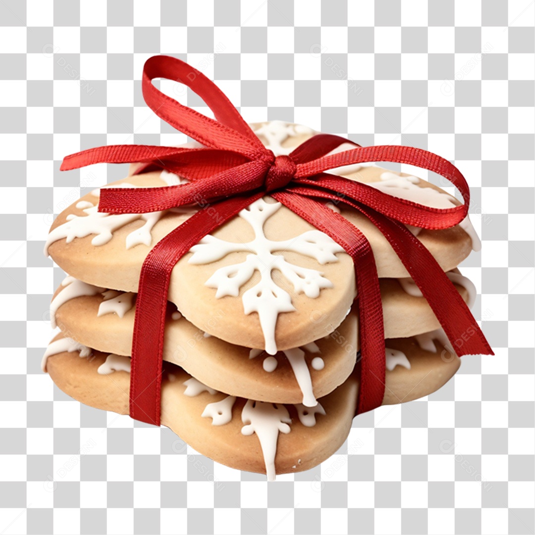 Biscoito com Laço de Fita Vermelha para o Natal PNG Transparente