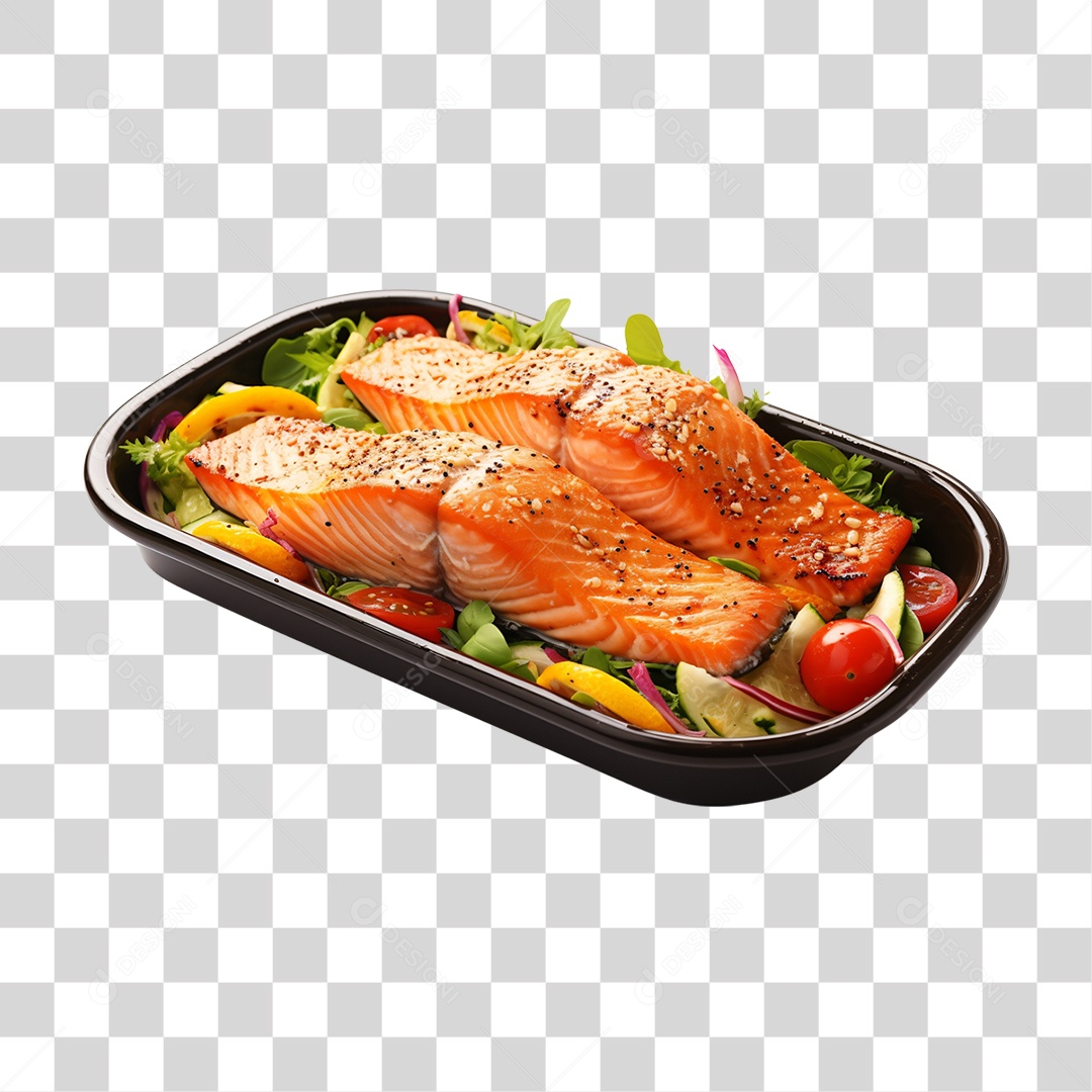 Forma com Peixe Assado e Saladas para o Natal PNG Transparente