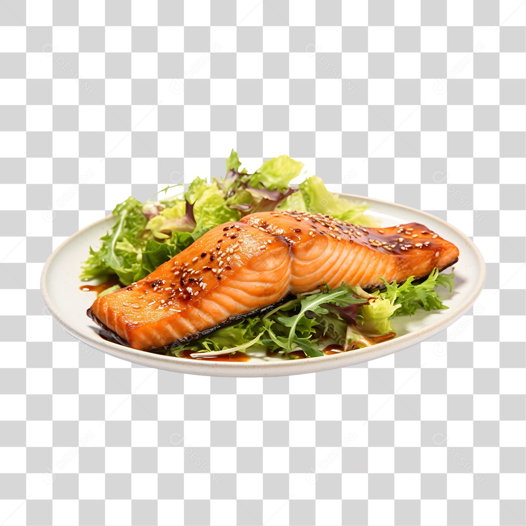 Forma com Peixe Assado e Saladas para o Natal PNG Transparente