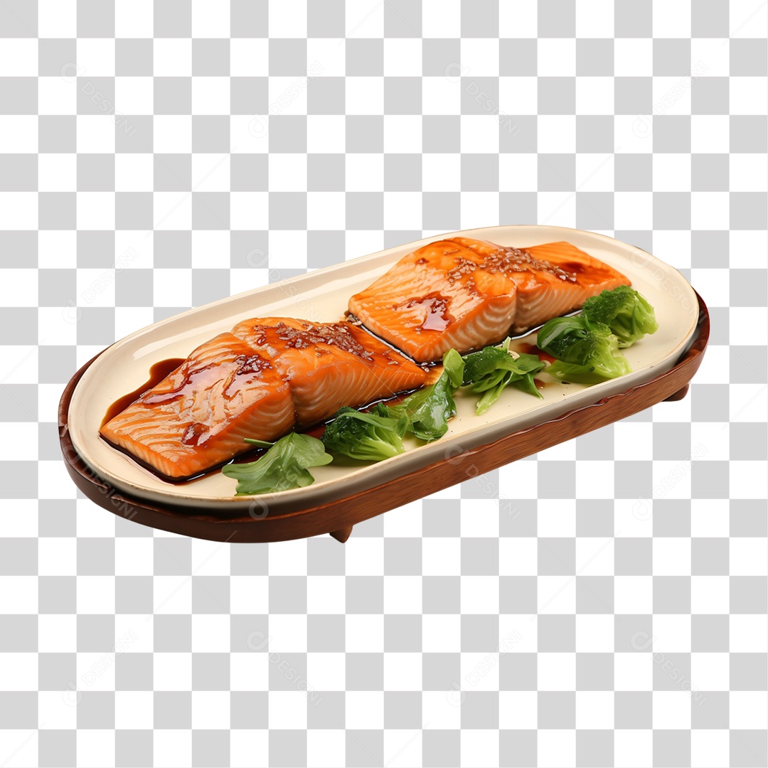 Forma com Peixe Assado e Saladas para o Natal PNG Transparente