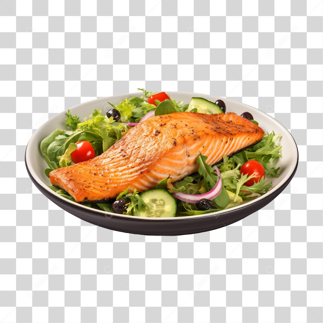 Forma com Peixe Assado e Saladas para o Natal PNG Transparente