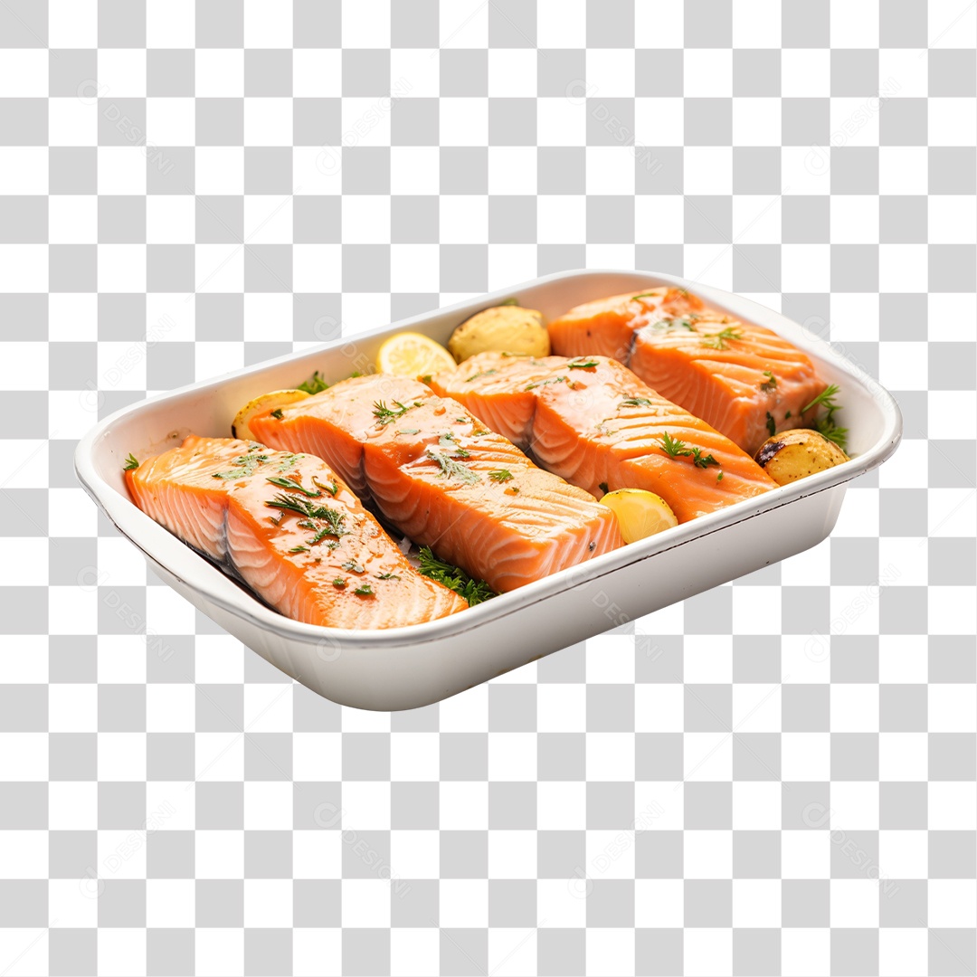Forma com Peixe Assado e Saladas para o Natal PNG Transparente