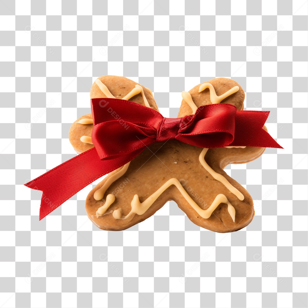 Biscoito Natalino com Fita Vermelha PNG Transparente