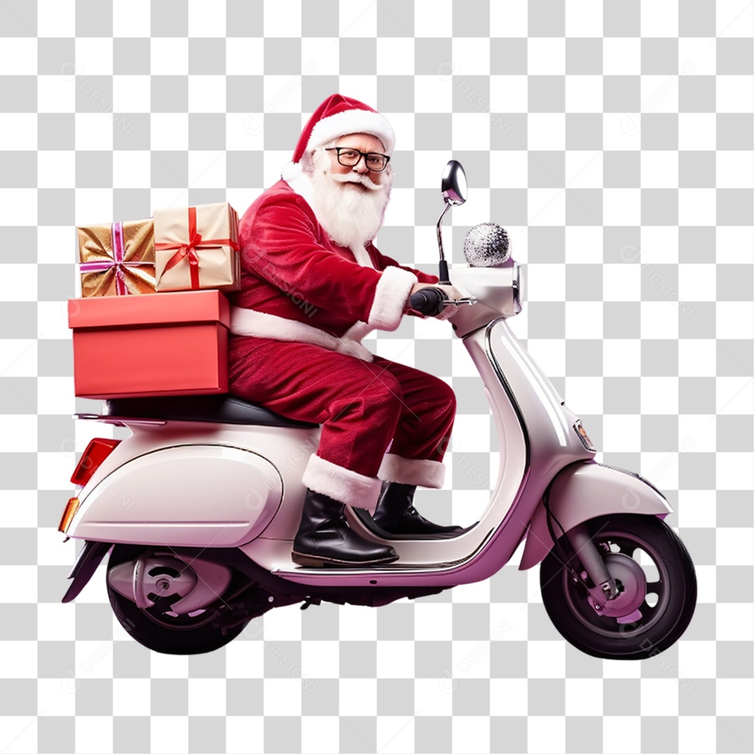 Papai Noel de Moto Para Comemoração de Natal PNG Transparente