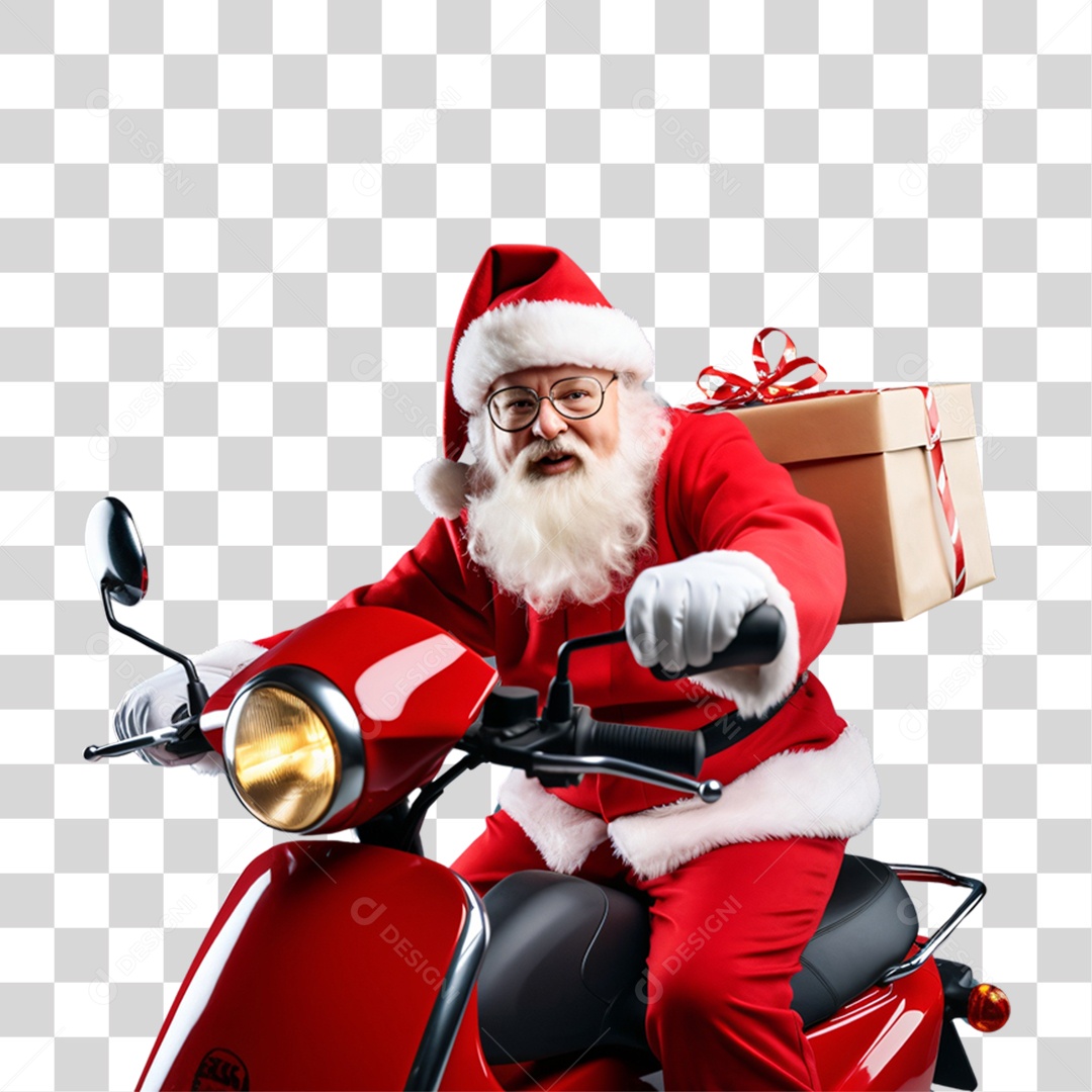 Papai Noel de Moto Para Comemoração de Natal PNG Transparente