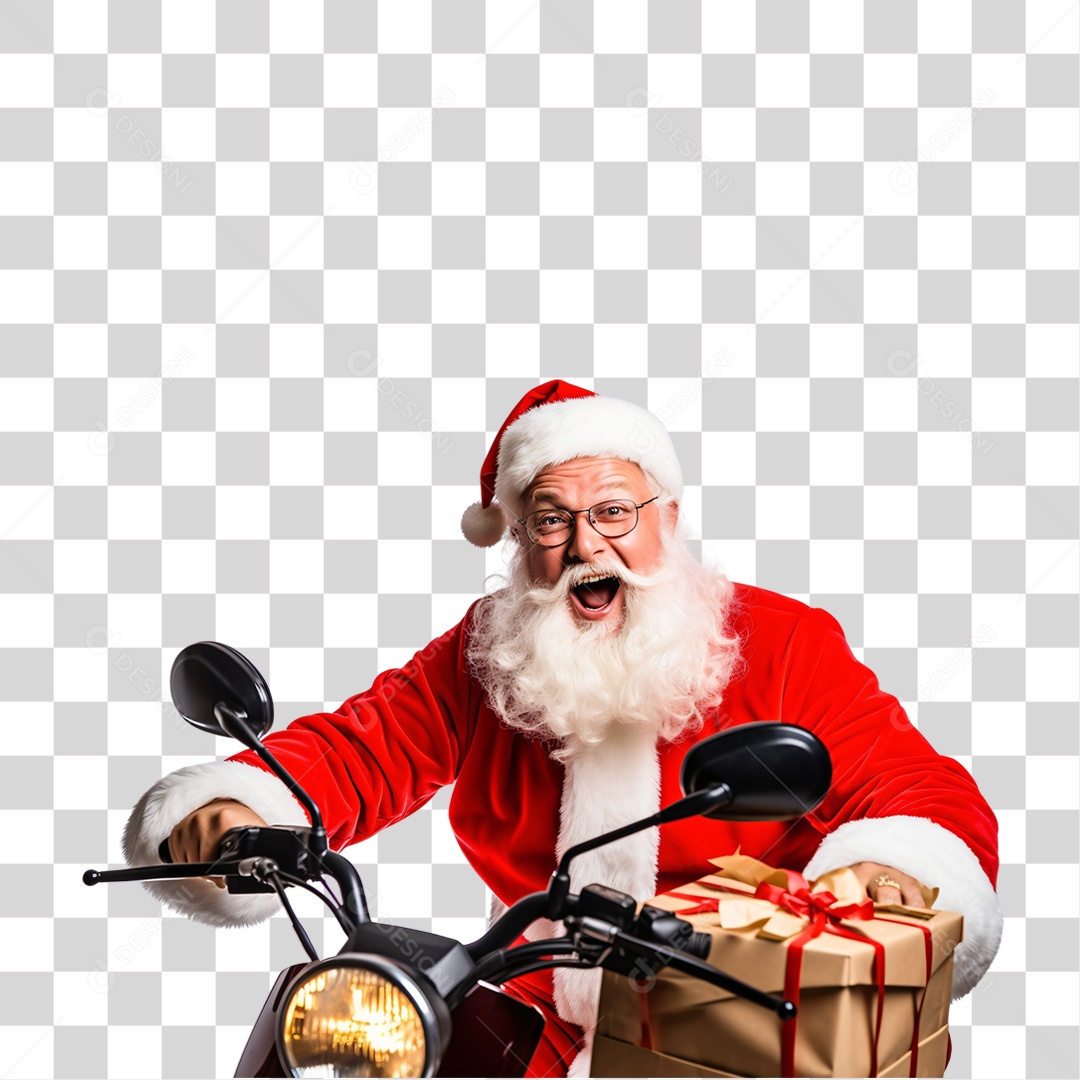 Papai Noel de Moto Para Comemoração de Natal PNG Transparente