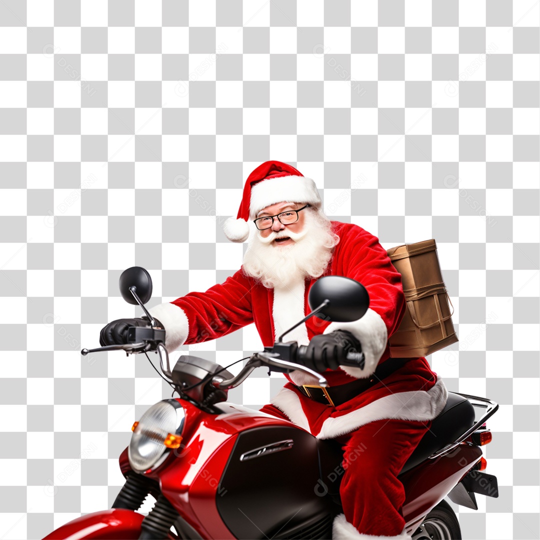 Papai Noel de Moto Para Comemoração de Natal PNG Transparente