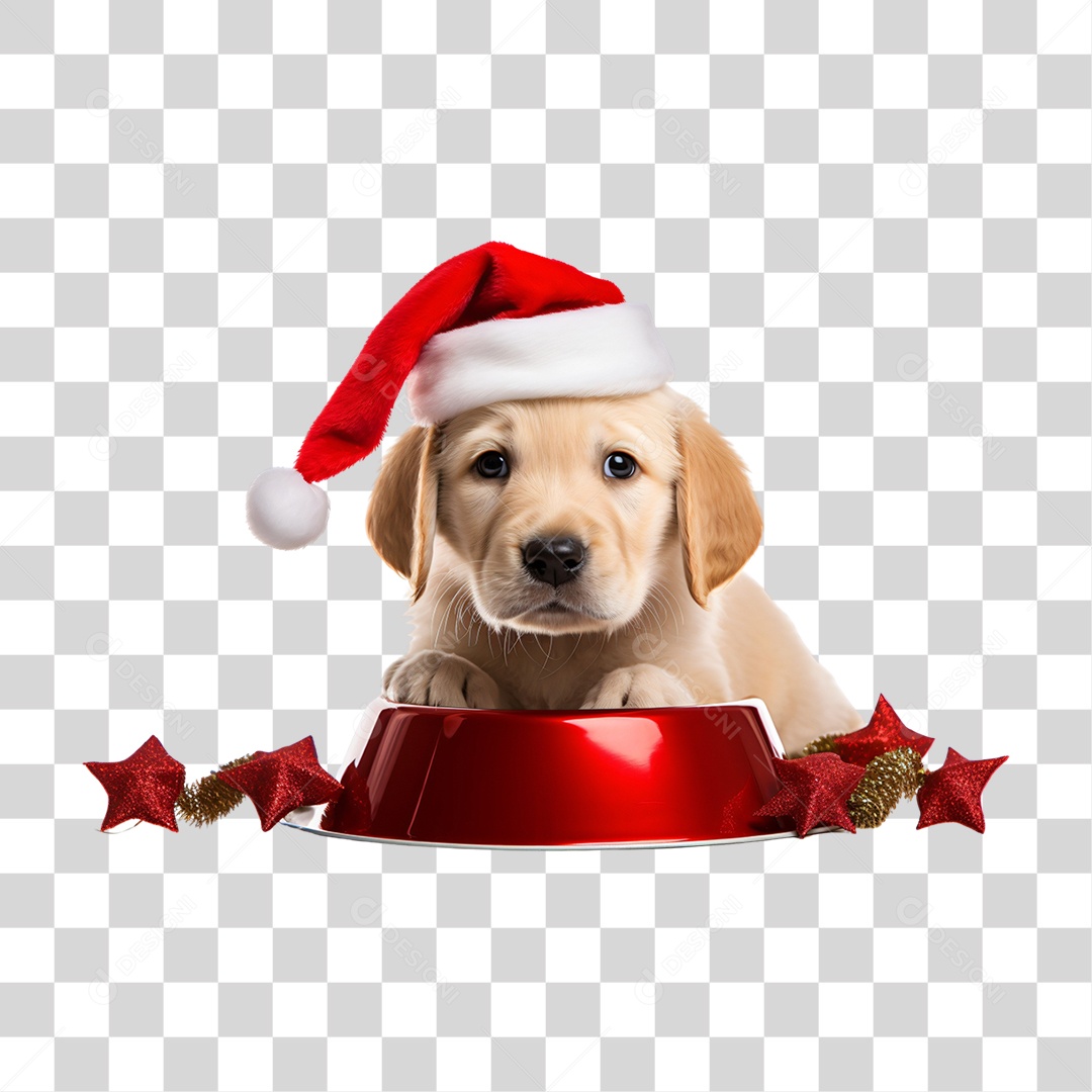 Cachorro com Gorro Natalino Para Comemoração de Natal PNG Transparente