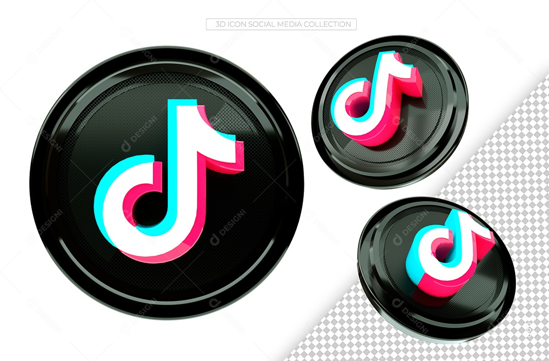 Ícone TikTok Elemento 3D para Composição PSD