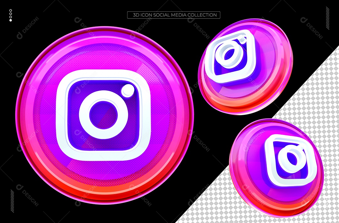 Ícone Instagram Elemento 3D para Composição PSD
