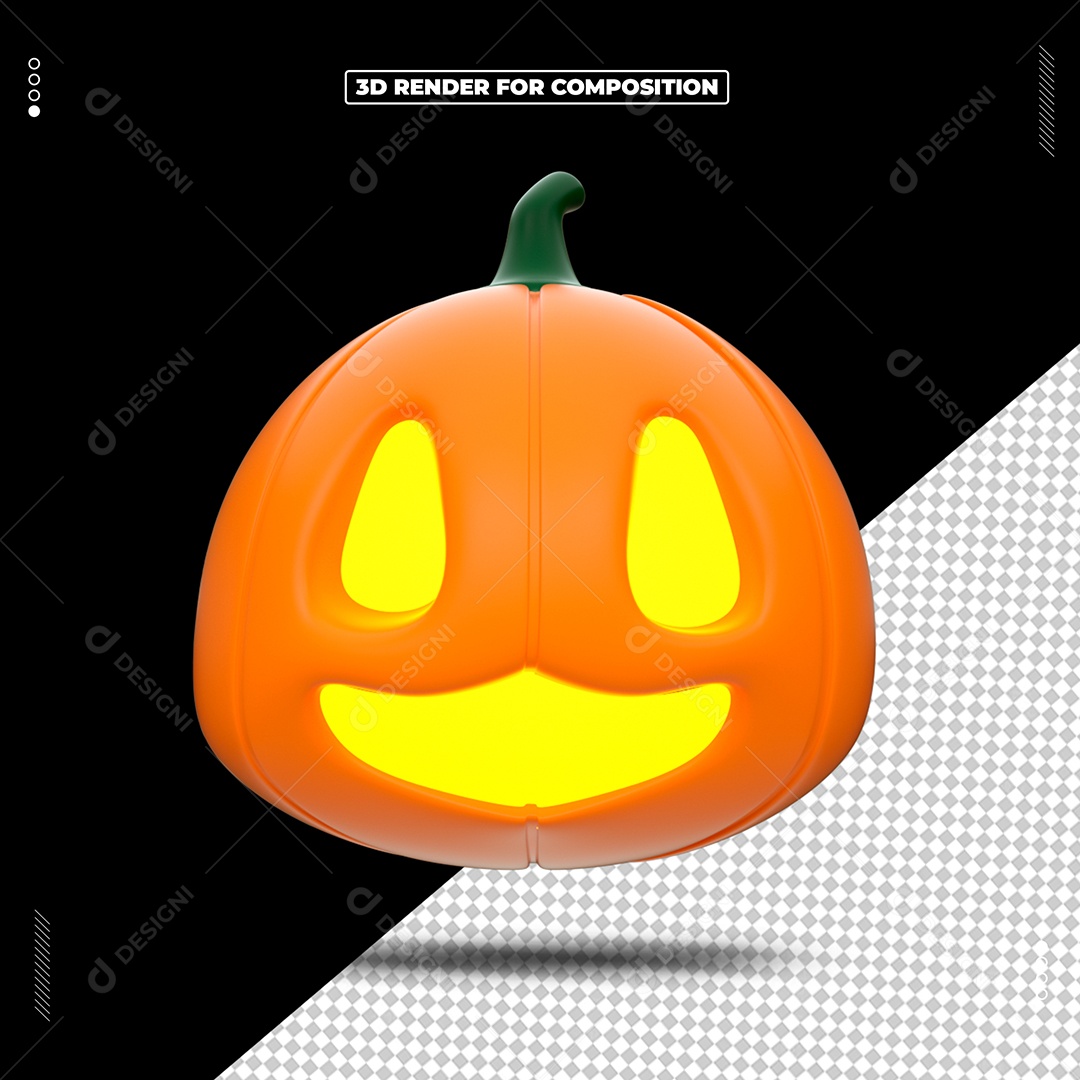 Abóbora Assustadora de Halloween Elemento 3D para Composição PSD
