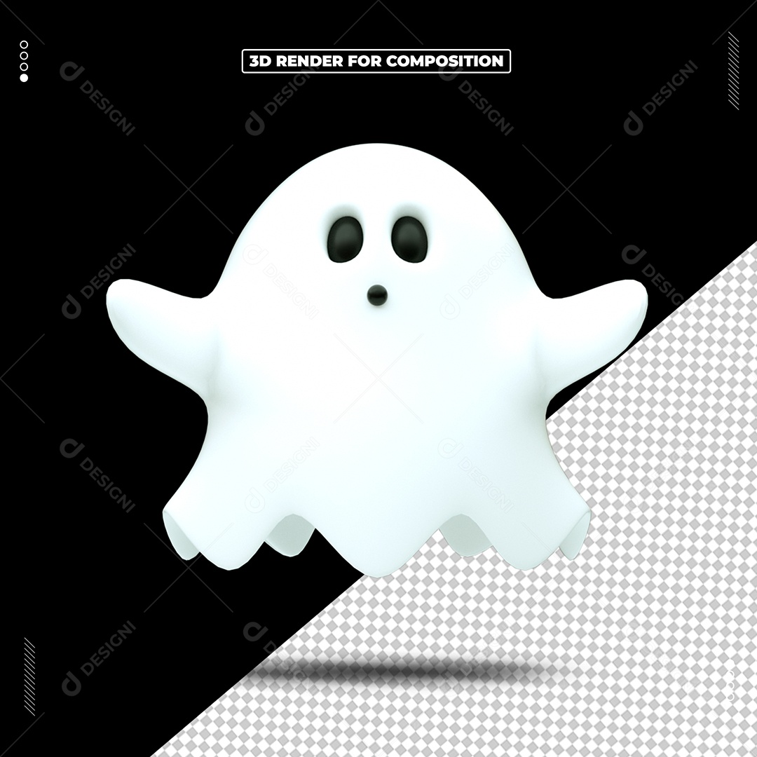 Halloween Fantasminha Elemento 3D para Composição PSD
