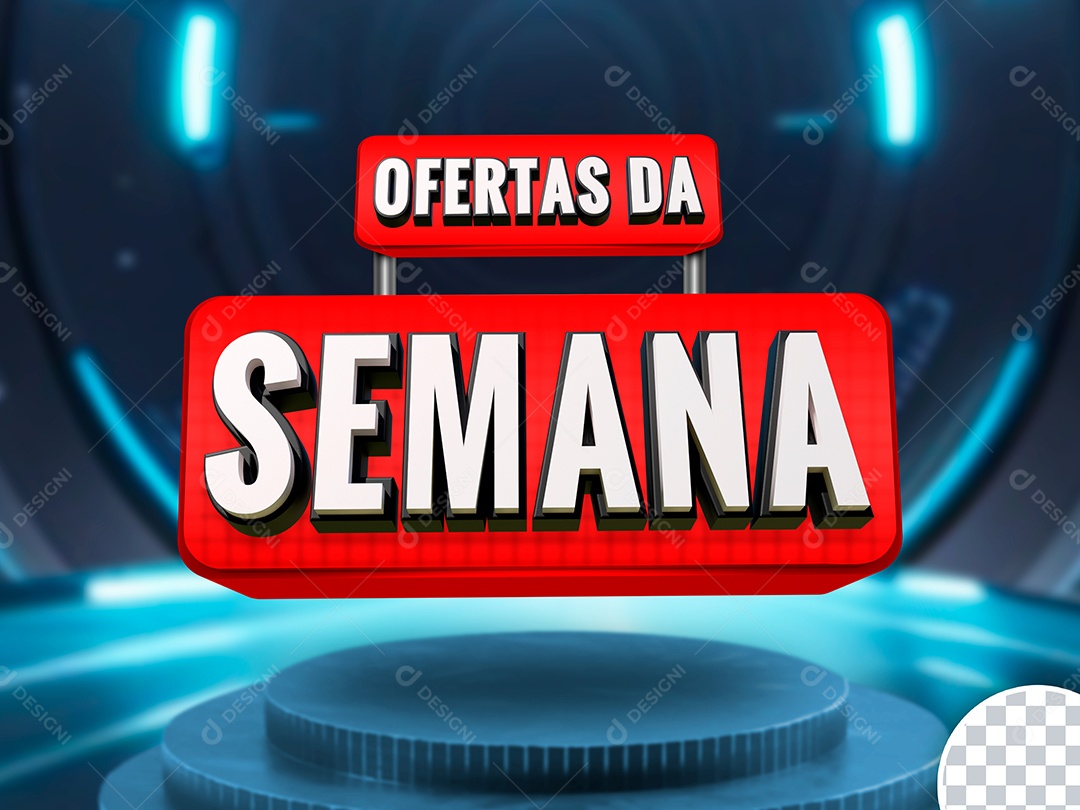 Ofertas da Semana Selo 3D Vermelho Branco para Composição PSD