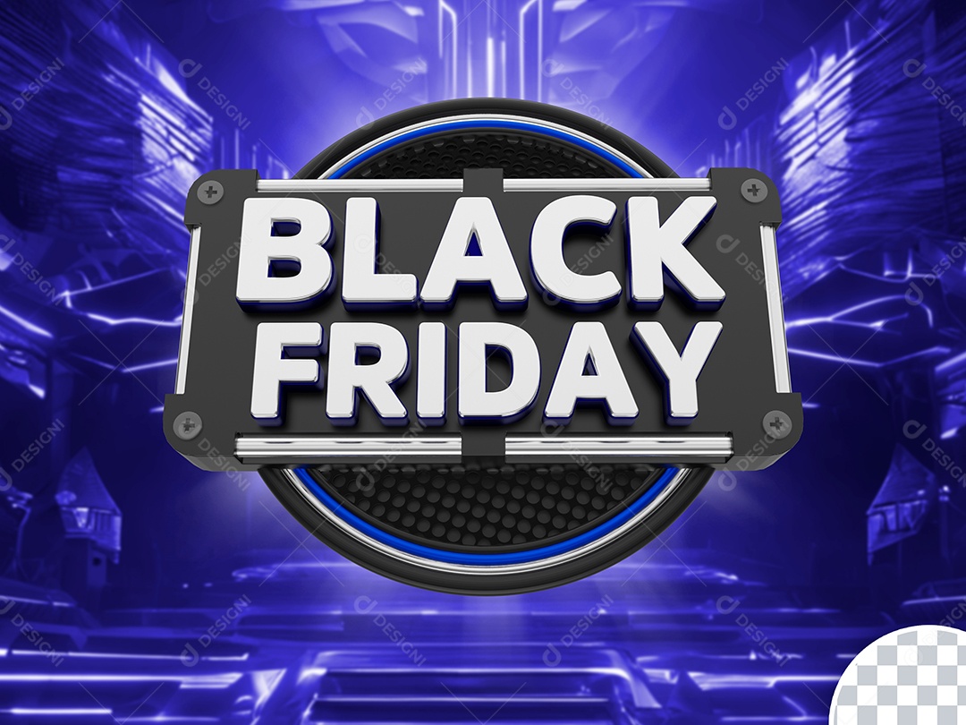 Black Friday Selo 3D Branco Preto para Composição PSD
