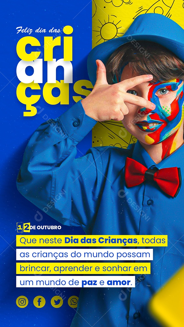 Story Paz e Amor Feliz Dia Das Crianças Social Media PSD Editável