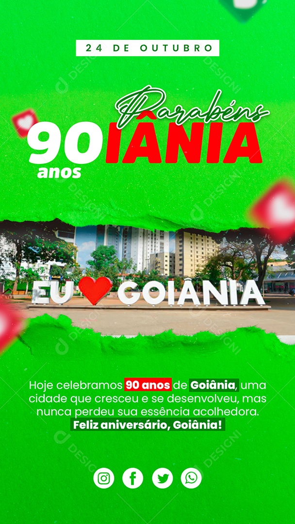 Social Media Story Celebramos 90 Anos Goiânia PSD Editável