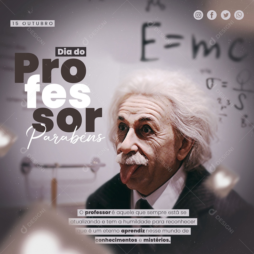 Social Media Feed Dia Do Professor Parabéns PSD Editável