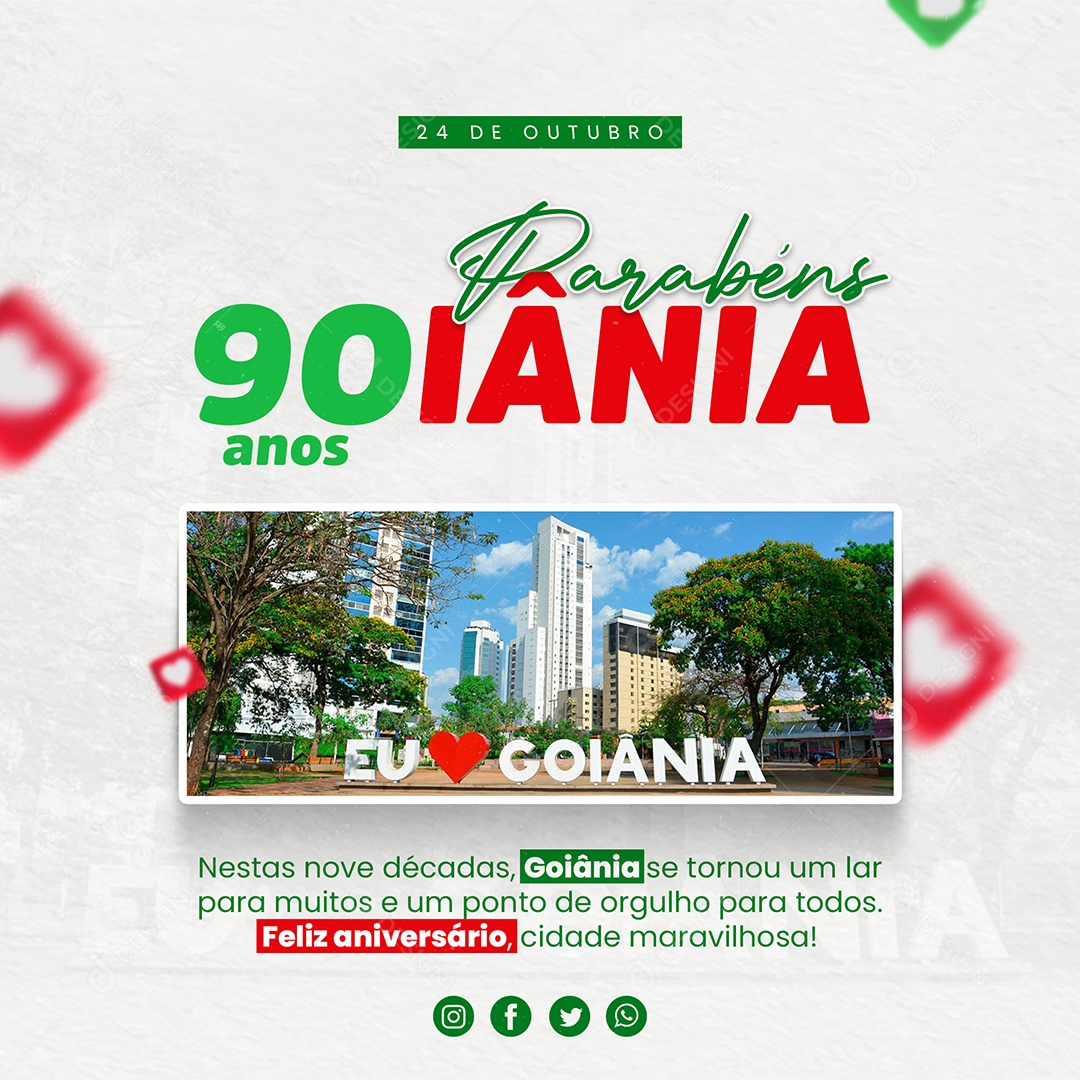 Social Media Feed 90 Anos De Goiânia Cidade Maravilhosa PSD Editável