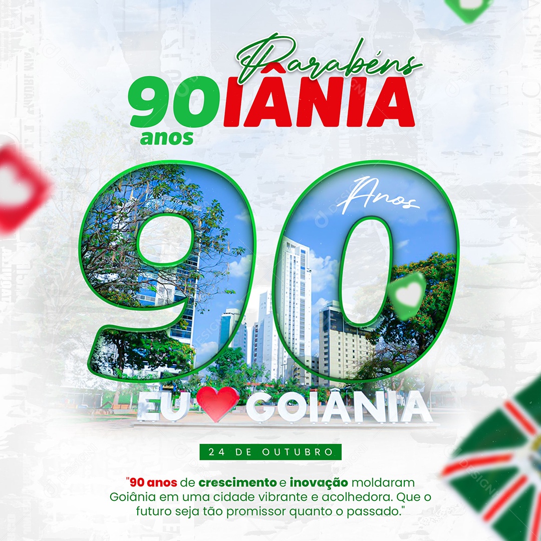 Social Media Feed Parabéns 90 Anos Goiânia PSD Editável