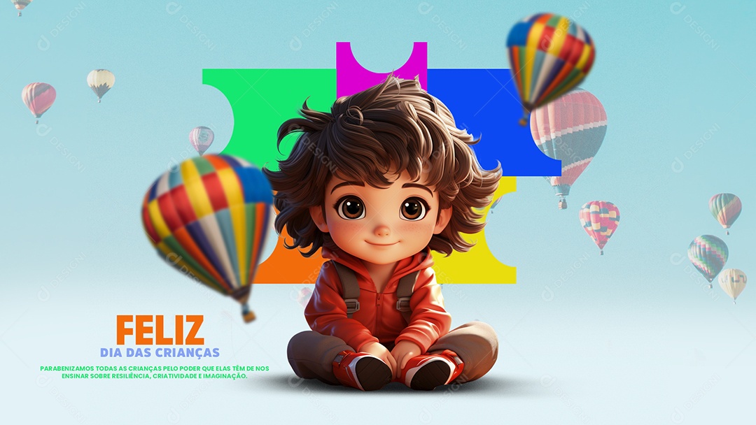 Banner Feliz Dia Das Crianças Parabenizamos Todas as Crianças pelo Poder que Elas Têm Social Media PSD Editável