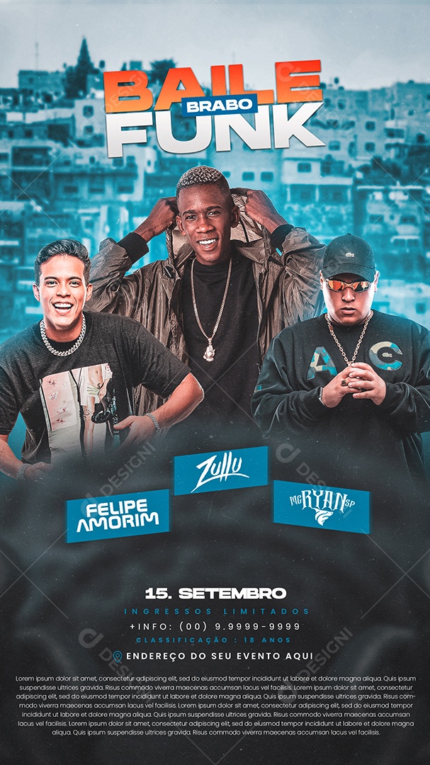 Story Flyer Baile Funk Brabo Felipe Amorim Zullu Mc Ryan SP Social Media PSD Editável
