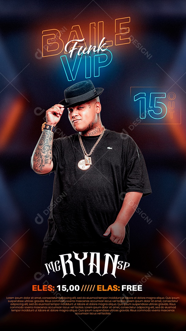 Story Flyer Baile Funk Vip Mc Ryan SP Social Media PSD Editável