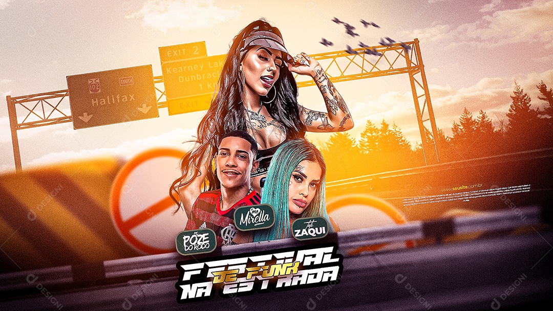 Banner Flyer Evento Internacional MC Poze Do Rodo Mc Mirella Mc Tati Zaqui Social Media PSD Editável