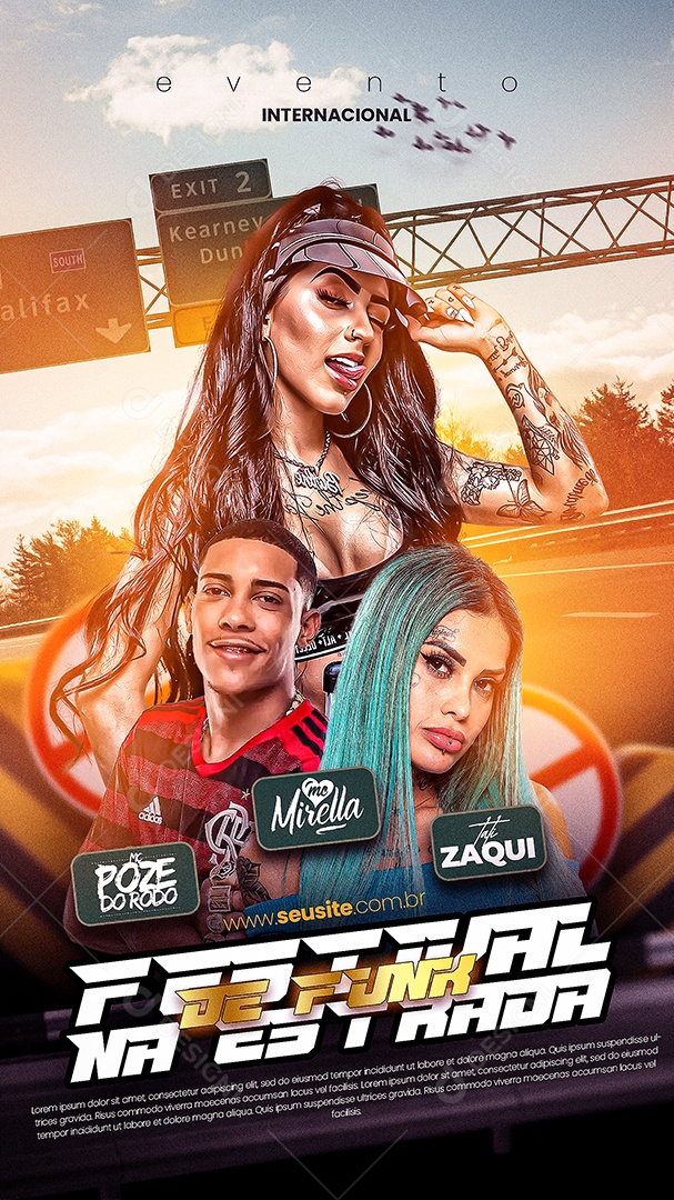 Story Flyer Evento Internacional MC Poze Do Rodo Mc Mirella Mc Tati Zaqui Social Media PSD Editável