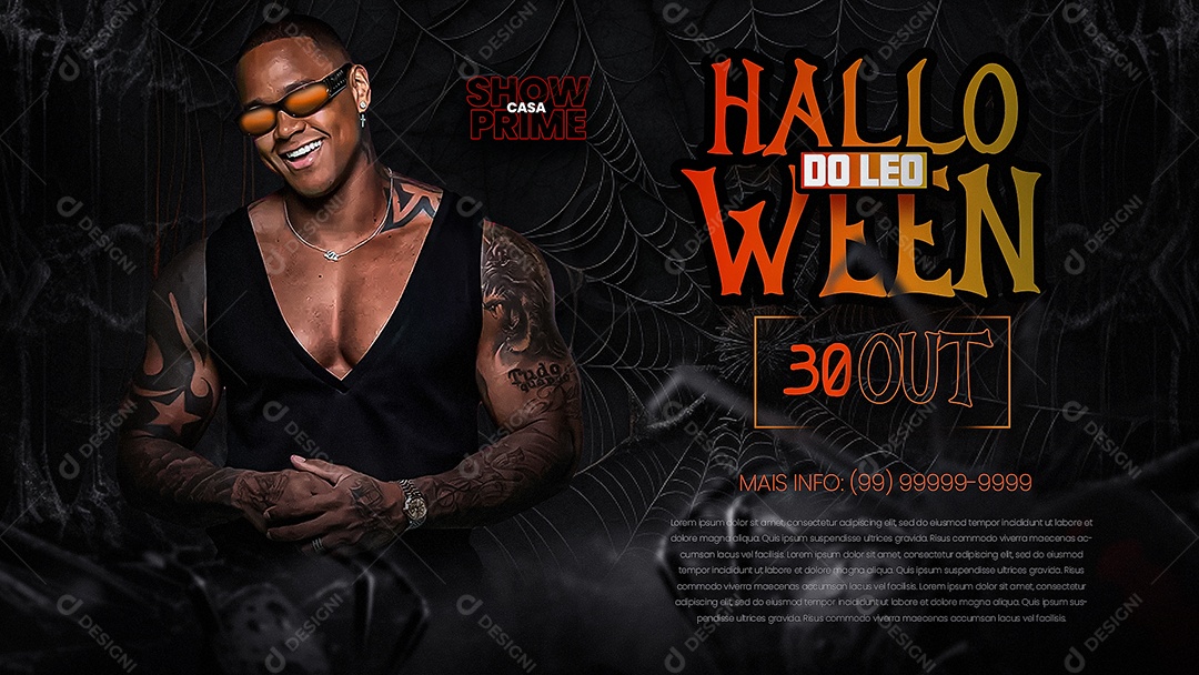 Banner Flyer Halloween Do Léo Show Casa Prime Social Media PSD Editável