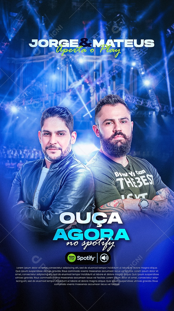 Story Flyer Jorge & Mateus Aperta o Play Ouça Agora Social Media PSD Editável