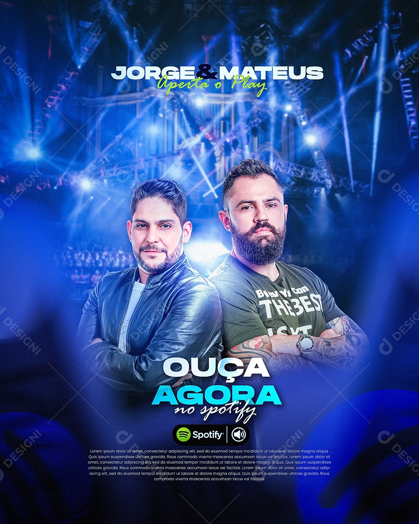 Flyer Jorge & Mateus Aperta o Play Ouça Agora Social Media PSD Editável