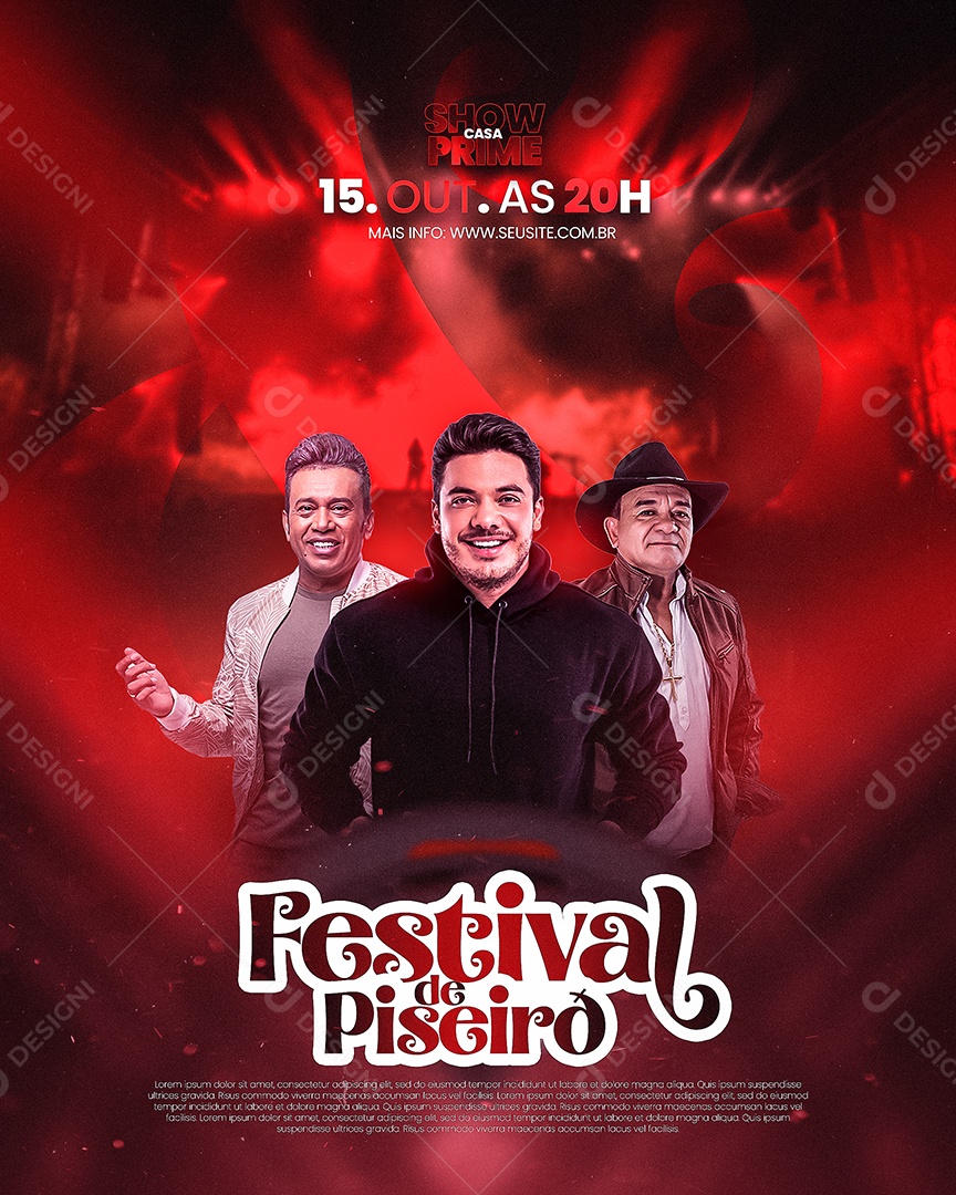 Flyer Festival de Piseiro Show Casa Prime Social Media PSD Editável