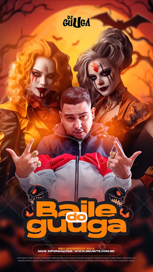 Story Flyer Halloween Dj Guuga Baile do Guuga Social Media PSD Editável