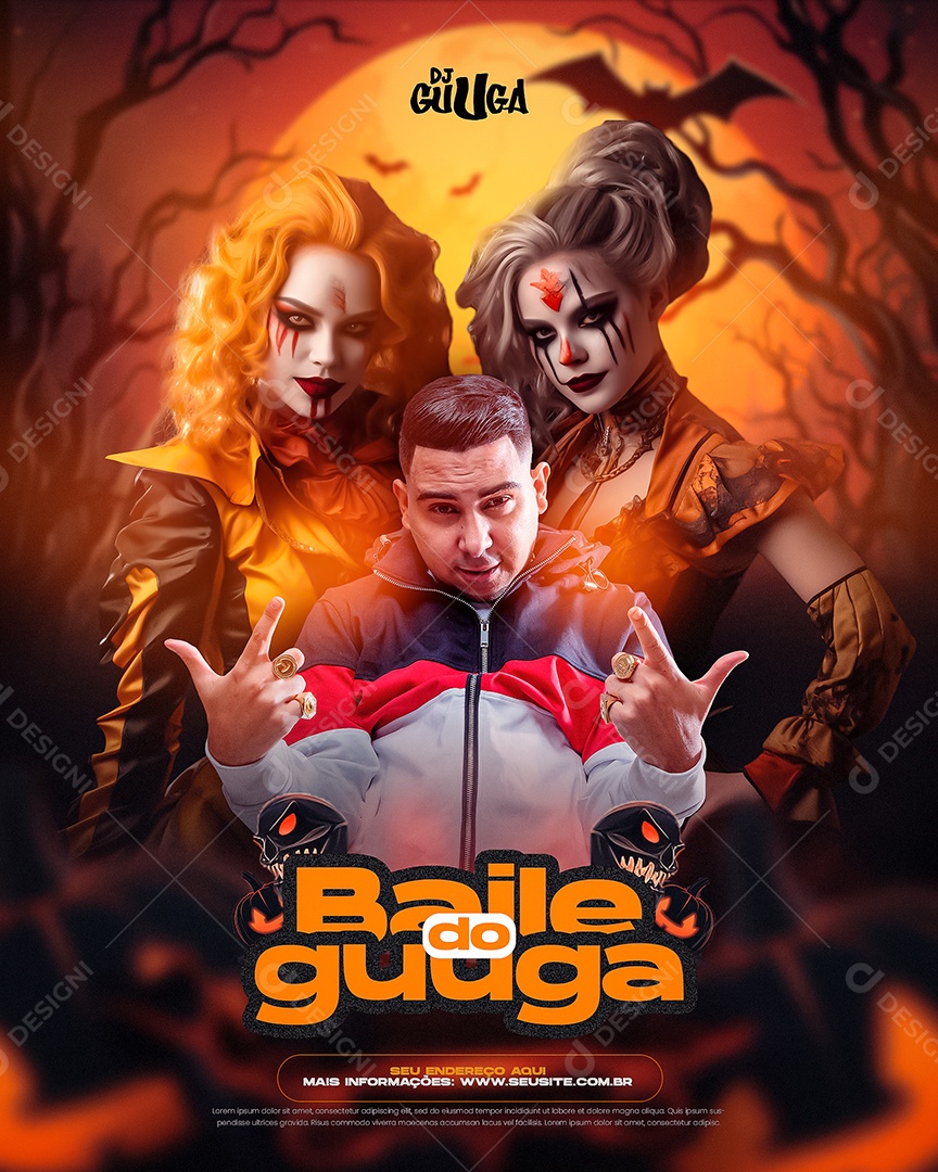 Flyer Halloween Dj Guuga Baile do Guuga Social Media PSD Editável