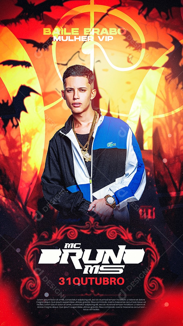 Story Flyer Halloween Baile Brabo Mulher Vip Mc Bruno MS Social Media PSD Editável