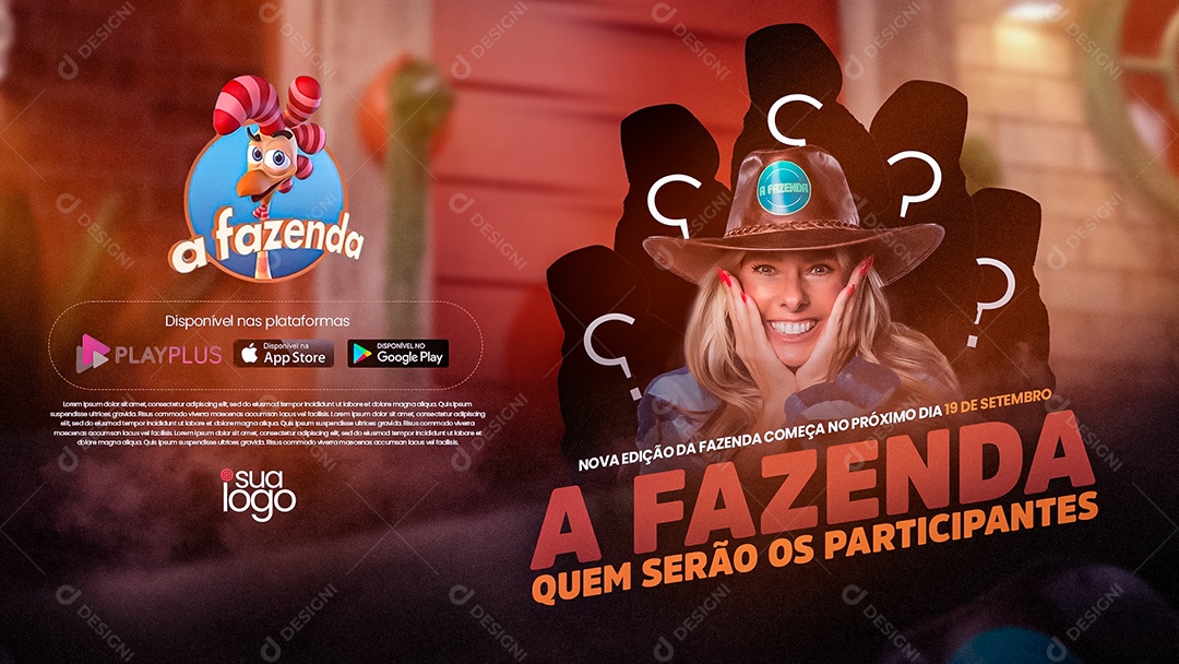 Banner Flyer Reality Show A Fazenda Quem serão os Participantes Nova Edição Social Media PSD Editável