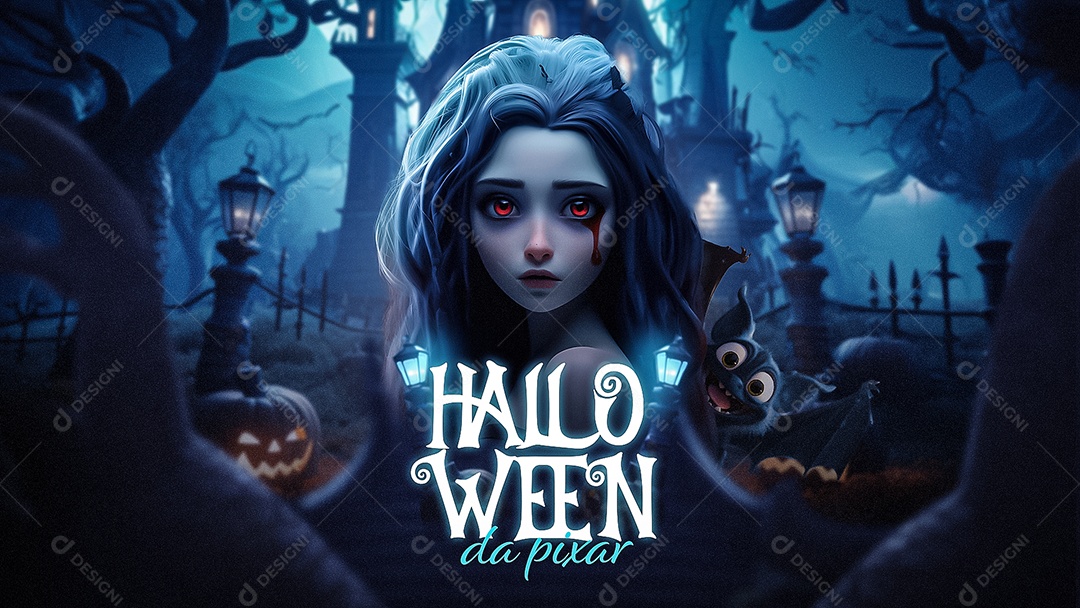 Banner Halloween da Pixar Dia das Bruxas 31 de Outubro Social Media PSD Editável