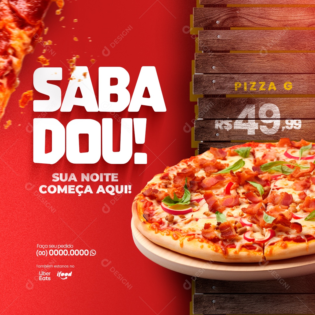 Pizzaria Sabadou sua Noite Começa Aqui Pizza G Ifood Delivery Social Media PSD Editável