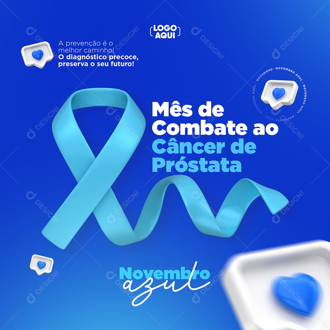 A Prevenção é o Melhor Caminho Novembro Azul Social Media PSD Editável