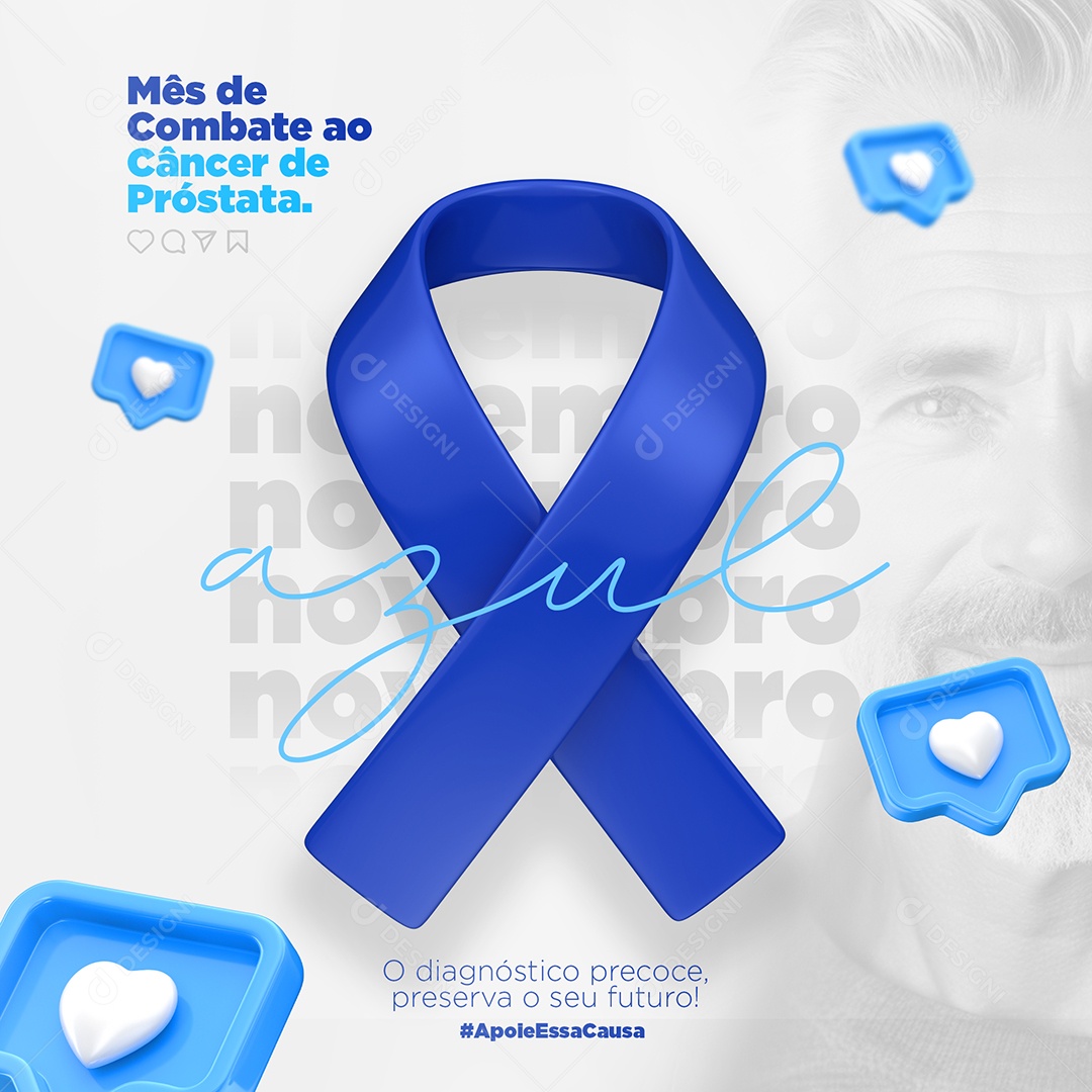 Novembro Azul Mês De Combate Apoie Essa Causa Social Media PSD Editável