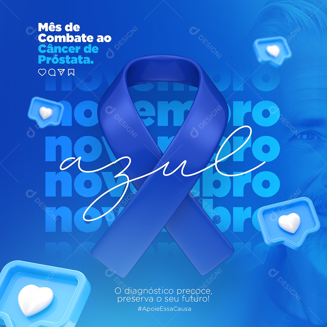 Mês De Combate Ao Câncer De Próstata Novembro Azul Social Media PSD Editável