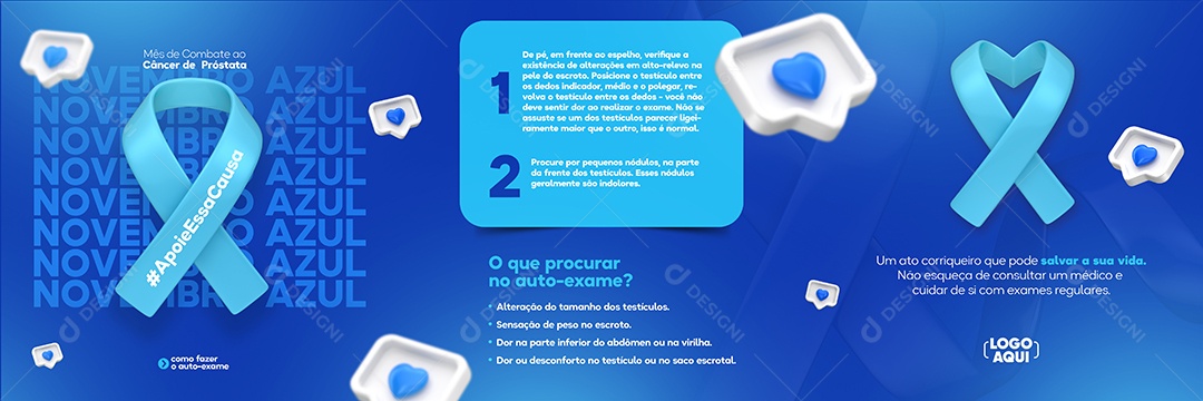 Social Media Banner Novembro Azul Apoie Essa Causa PSD Editável