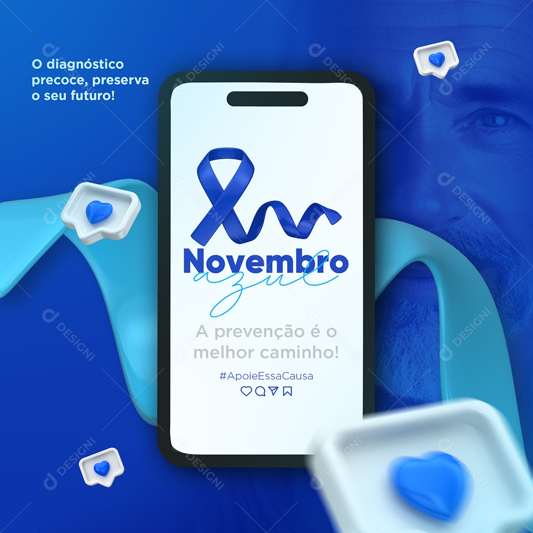 Novembro Azul A Prevenção é o Melhor Caminho Social Media PSD Editável