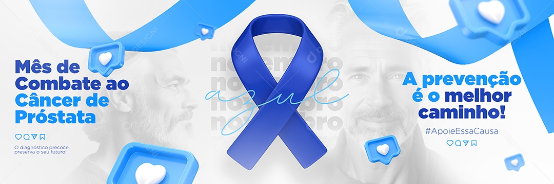 Social Media Banner Novembro Azul a Prevenção e o Melhor Caminho PSD Editável