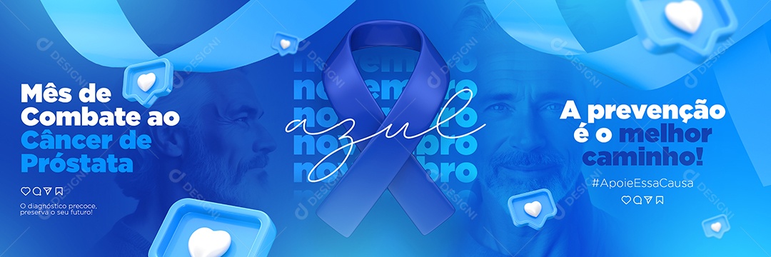 Banner Mês De Combate Ao Câncer de Próstata Novembro Azul Social Media PSD Editável