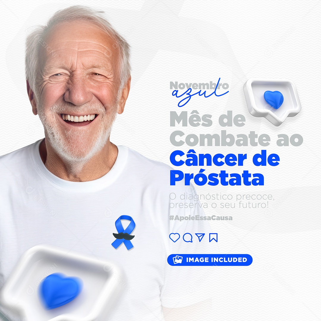 Mês De Combate Ao Câncer De Próstata Novembro Azul Social Media PSD Editável