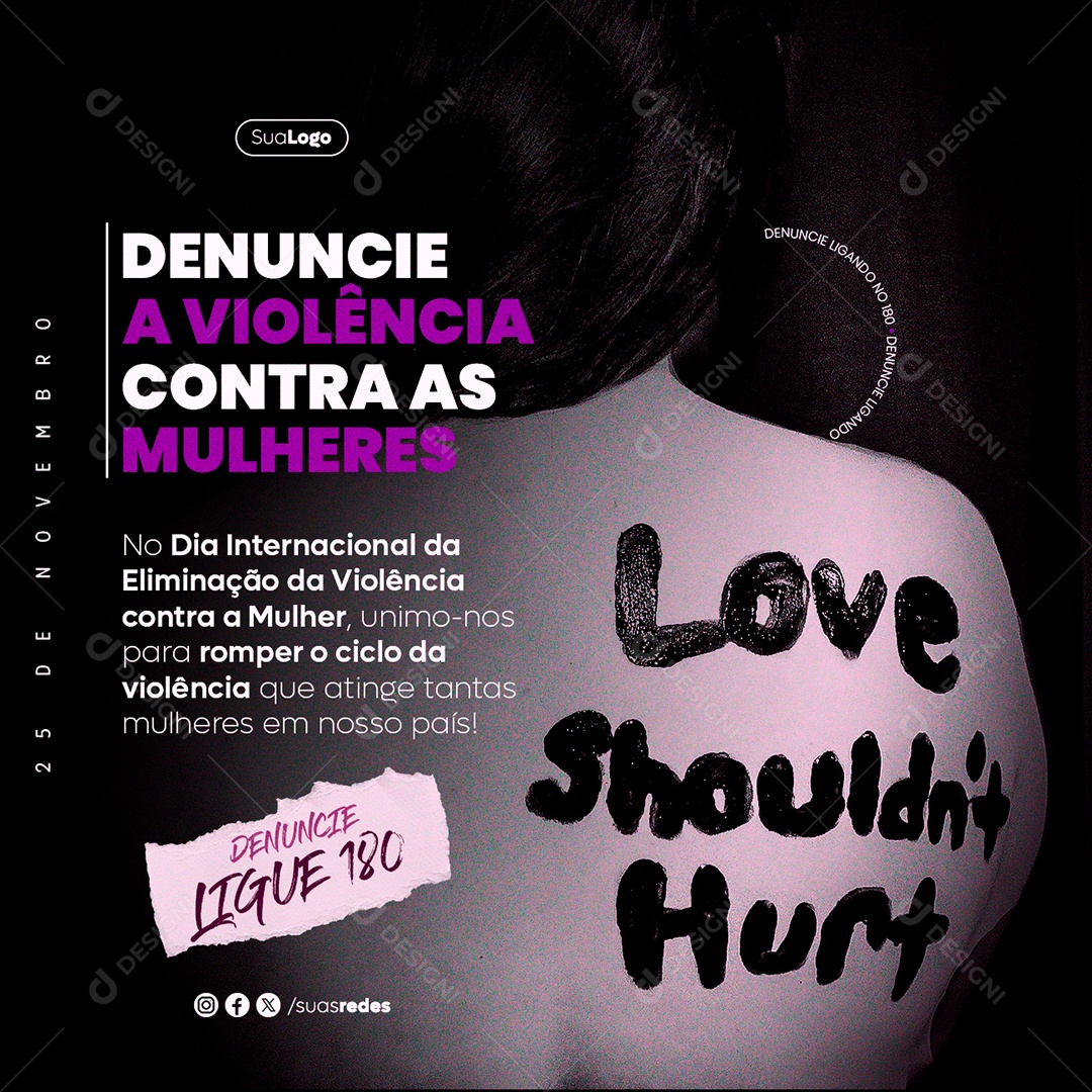 Feed Dia Internacional da Eliminação da Violência Contra a Mulher 25 de Novembro Social Media PSD Editável