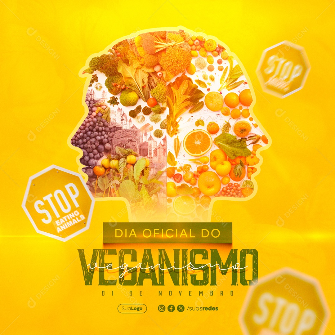 Dia Oficial do Veganismo 01 de Novembro Social Media  PSD Editável