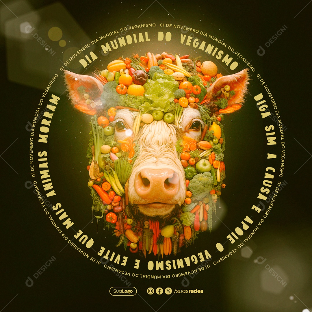 Dia Mundial do Veganismo 01 de Novembro Evite que mais Animais Morram Social Media  PSD Editável